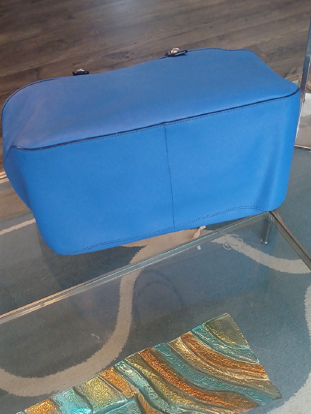 henri bendel Bright Blue Leather Tote with Signature Charm - Picture 7 of 9